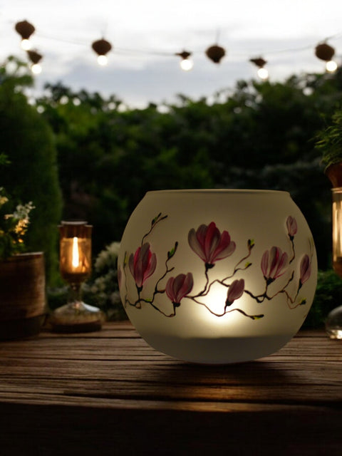 Magnolia Flower Glass Candle Holder - Multiple Sizes