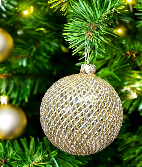 Gold Blown Glass Ornament - Handcrafted -  Disco Ball Design