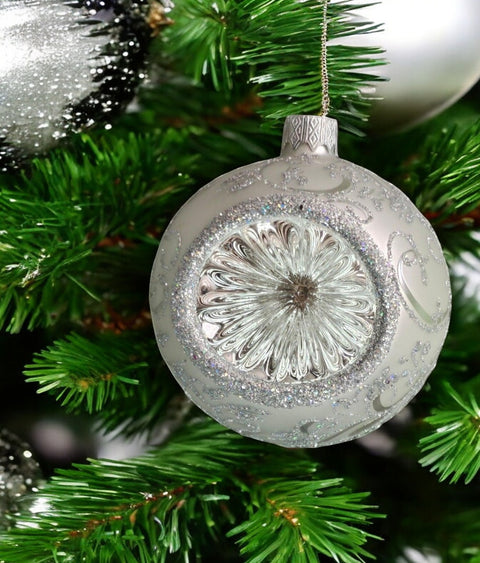 Silver Blown Glass Ornament - Silver Refractor Design