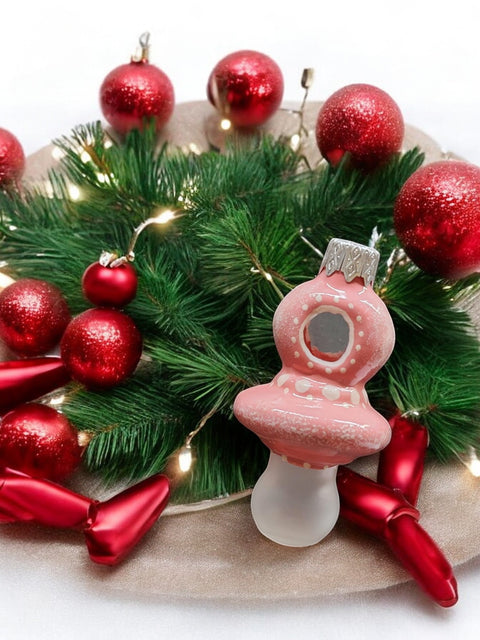 Hand Decorated Glass Keepsake Ornament - Charming Pink Pacifier Design