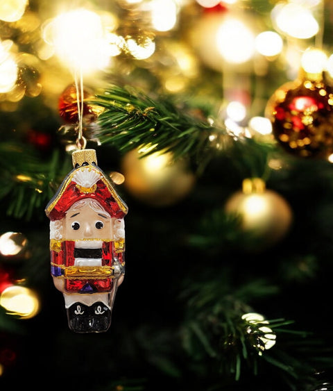 Hand Decorated Glass Keepsake Ornament - Charming Nutcracker Design