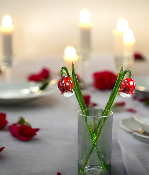 Red Glass Bellflower - Handcrafted Long Stem Flower