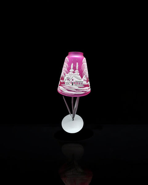 Pink Glass Lamp Candle Holder - White Cabins