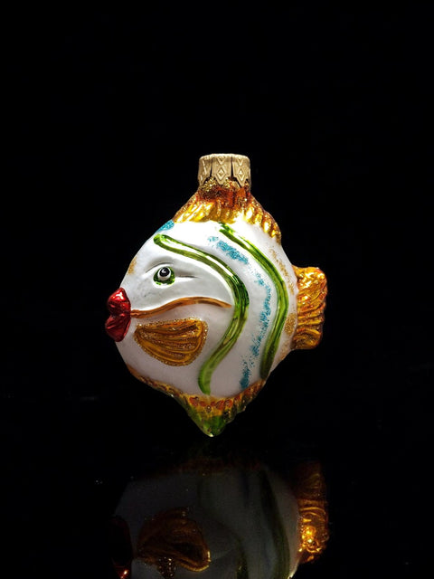 Hand Decorated Glass Keepsake Ornament - Charming Fish Design