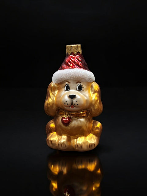 Hand Decorated Glass Keepsake Ornament - Charming Dog In Hat Design