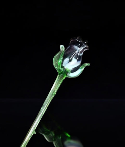 Purple Glass Rose - Handcrafted Short Stem Flower