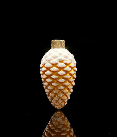 Hand Decorated Glass Keepsake Ornament - Charming Gold Pinecone Design