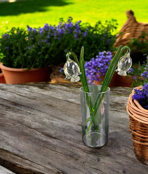 Clear Glass Bellflower - Handcrafted Long Stem Flower