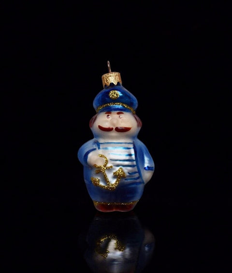 Hand Decorated Glass Keepsake Ornament - Charming Sailor Design