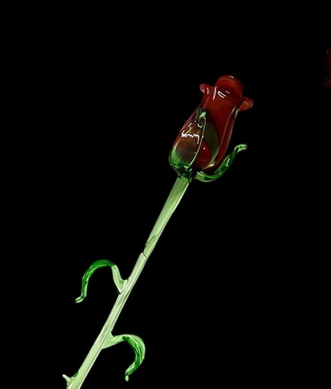 Red Glass Rose - Handcrafted Long Stem Flower