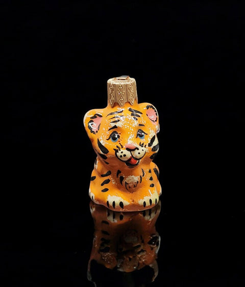 Hand Decorated Glass Keepsake Ornament - Charming Tiger Design