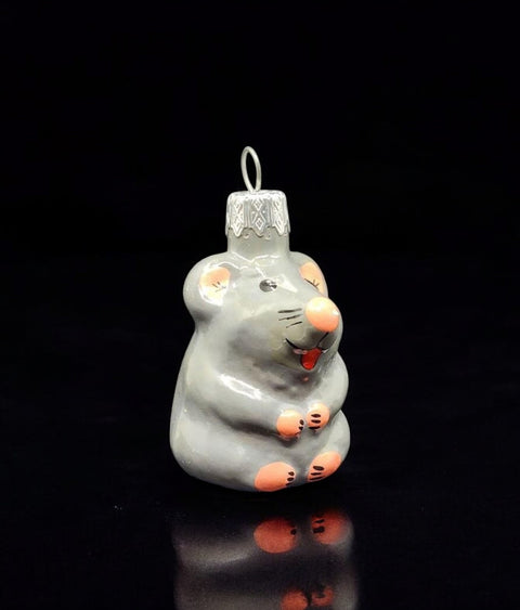 Hand Decorated Glass Keepsake Ornament - Charming Mouse Design