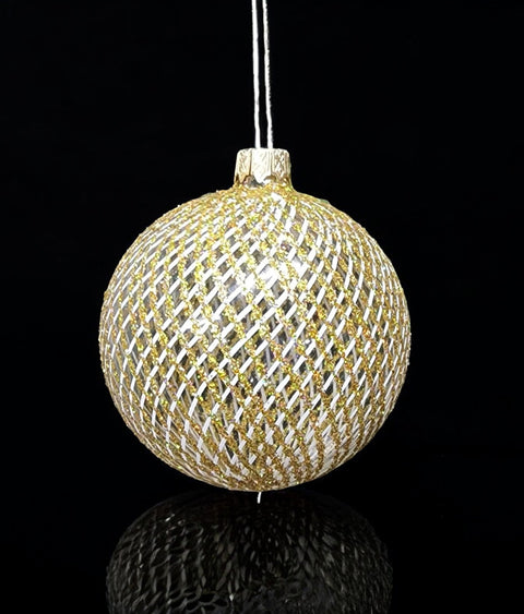 Gold Blown Glass Ornament - Handcrafted -  Disco Ball Design