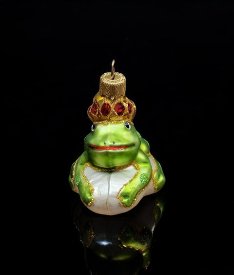 Hand Decorated Glass Keepsake Ornament - Charming Frog Prince Design