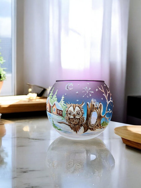 Midsummer Night Ombre Glass Candle Holder  - Fun Owl