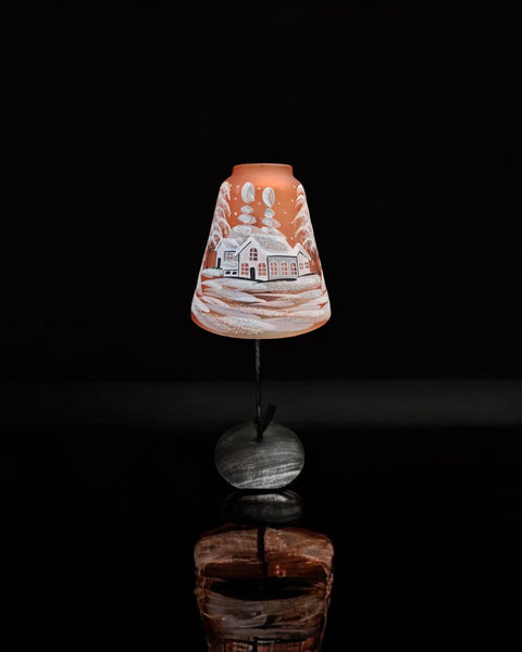 Orange Glass Lamp Candle Holder - White Cabins