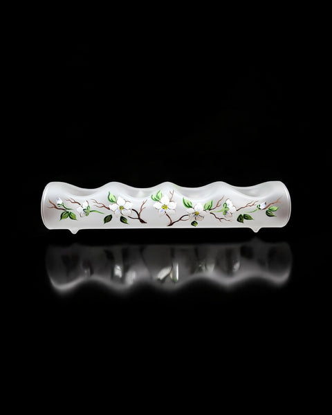 Frosted Glass Quad Candle Holder - Dogwood Flower Yule Log Style