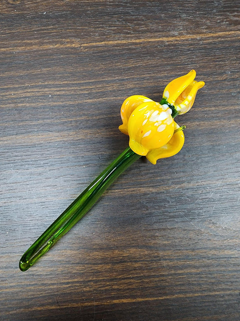 Yellow Glass Iris - Handcrafted Long Stem Flower