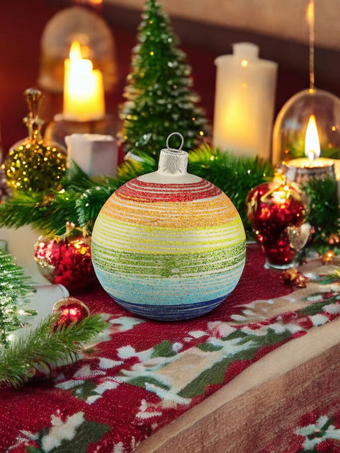 Rainbow Blown Glass Ornament - Handcrafted