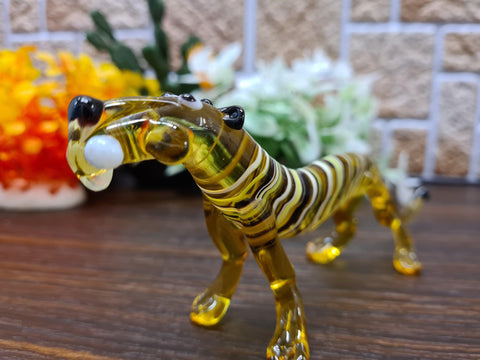 Naturally Colored Glass Figurine - Handcrafted - Tiger Design