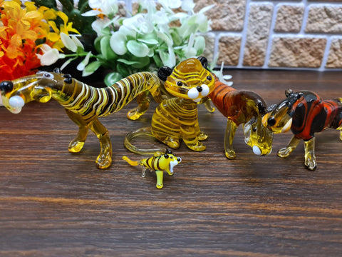 Naturally Colored Glass Figurine - Handcrafted - Tiger Design