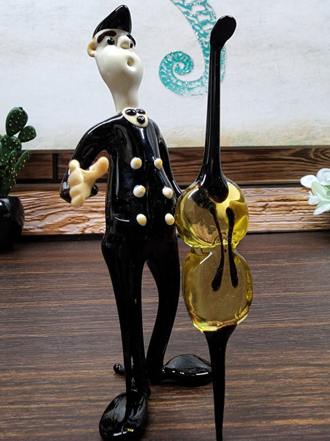 Musician With Cello Figurine, Handmade Murano Quality Design - Large