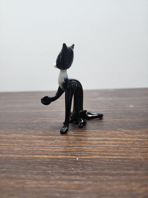 Naturally Colored Glass Figurine - Handcrafted - Cat Design