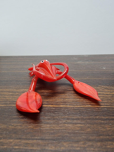 Naturally Colored Glass Figurine - Handcrafted - Red Lobster Design