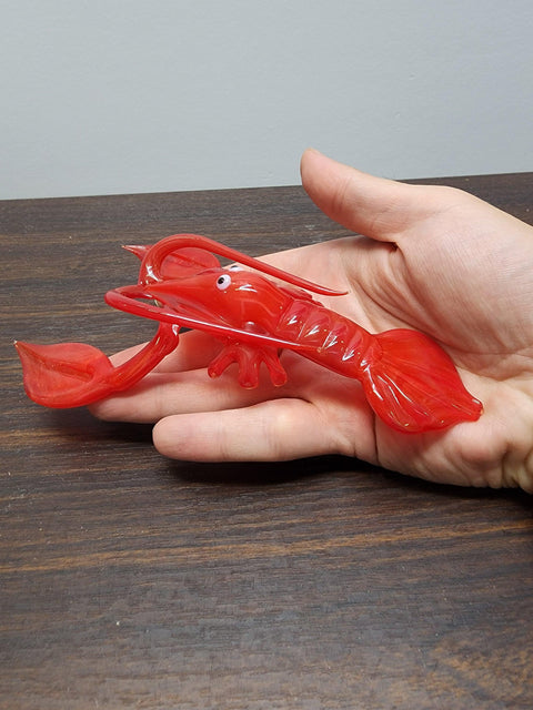 Naturally Colored Glass Figurine - Handcrafted - Red Lobster Design