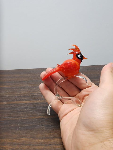 Naturally Colored Glass Figurine - Handcrafted - Red Cardinal Design