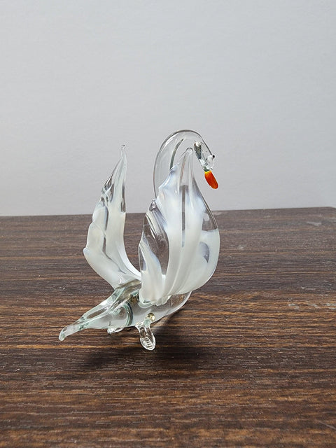 Naturally Colored Glass Figurine - Handcrafted - Swan Design