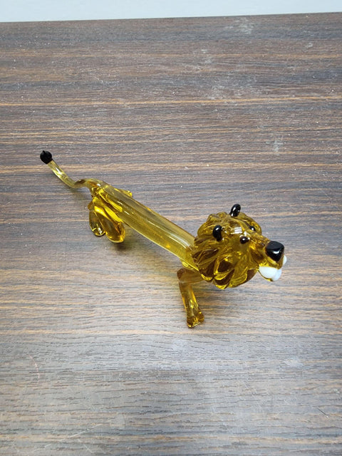 Naturally Colored Glass Figurine - Handcrafted - Lion Design