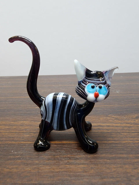 Naturally Colored Glass Figurine - Handcrafted - Cat Design