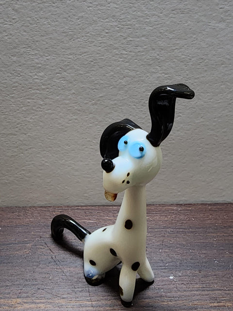 Naturally Colored Glass Figurine - Handcrafted - Dalmatian Design