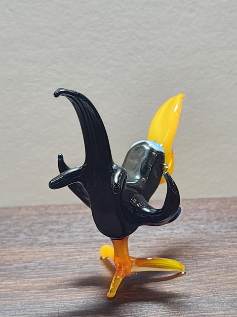 Naturally Colored Glass Figurine - Handcrafted - Crow Design