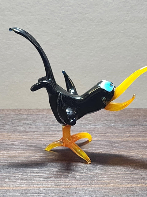 Naturally Colored Glass Figurine - Handcrafted - Crow Design