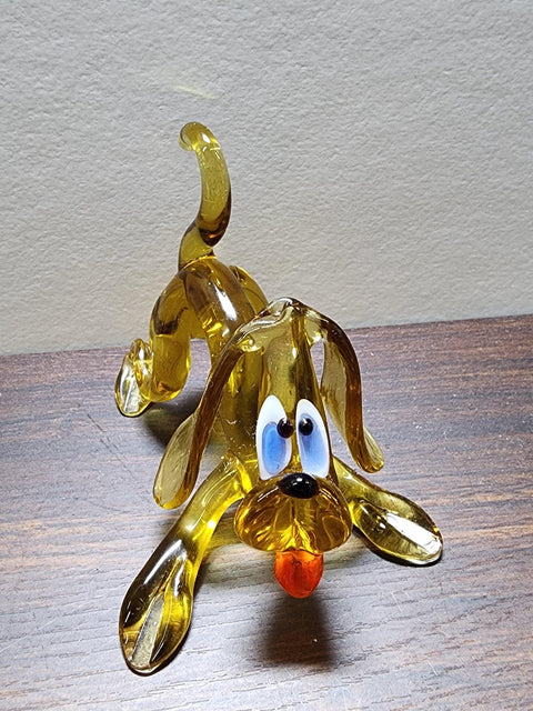 Naturally Colored Glass Figurine - Handcrafted - Spaniel Design