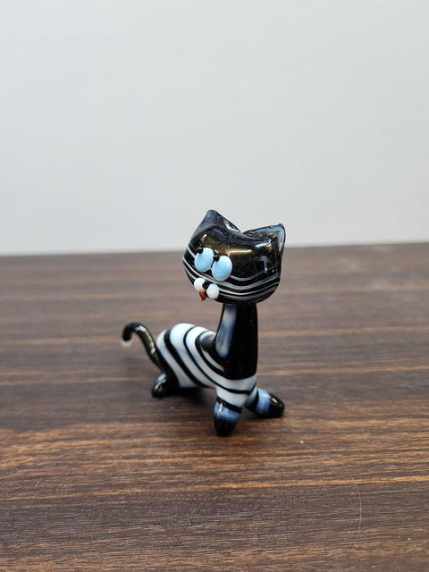 Naturally Colored Glass Figurine - Handcrafted - Cat Design