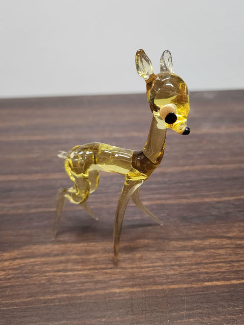 Naturally Colored Glass Figurine - Handcrafted - Deer Design