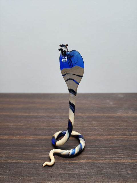 Naturally Colored Glass Figurine - Handcrafted - Colorful Cobra Design