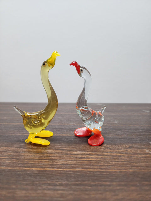 Naturally Colored Glass Figurine - Handcrafted - Goose Design