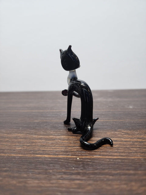 Naturally Colored Glass Figurine - Handcrafted - Cat Design