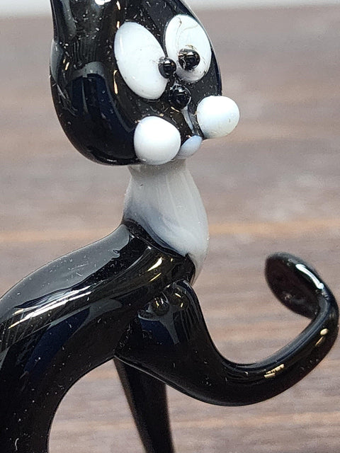 Naturally Colored Glass Figurine - Handcrafted - Cat Design