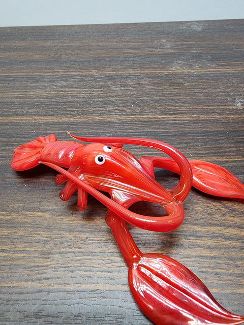 Naturally Colored Glass Figurine - Handcrafted - Red Lobster Design