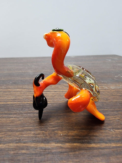 Naturally Colored Glass Figurine - Handcrafted - Turtle W Cane