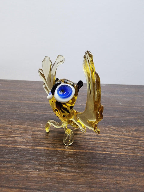 Naturally Colored Glass Figurine - Handcrafted - Owl Design