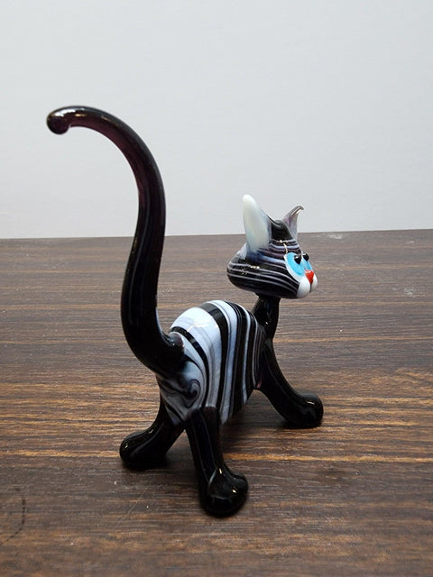 Naturally Colored Glass Figurine - Handcrafted - Cat Design