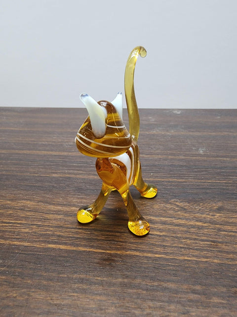 Naturally Colored Glass Figurine - Handcrafted - Cat Design