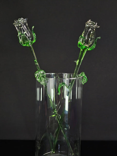 Clear Glass Rose - Handcrafted Long Stem Flower