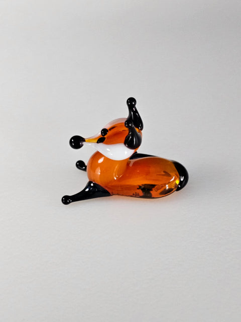 Glass Sly Fox Figurine, Handmade Murano Quality Design - Small